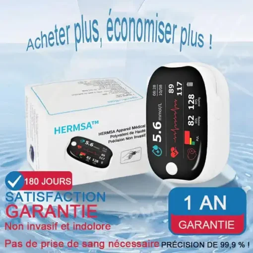 HERMSA High Precision Non-Invasive Multi-Purpose Medical Device (For Monitoring Blood Glucose, Blood Oxygen and Blood Pressure)