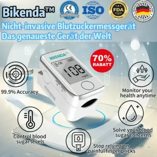 Bikenda™ Intelligentes, nicht-invasives Laser-Multifunktions-Blutzuckermessgerät der neuen Generation