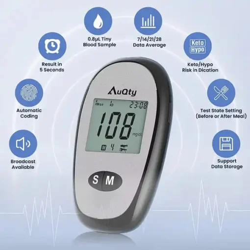 Glucometer with Individually Packed Glucose Test Strips, Blood Sugar Test Kit for Diabetics, Quick Result - Image 3