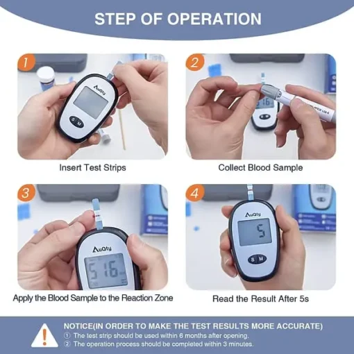 Glucometer with Individually Packed Glucose Test Strips, Blood Sugar Test Kit for Diabetics, Quick Result - Image 7