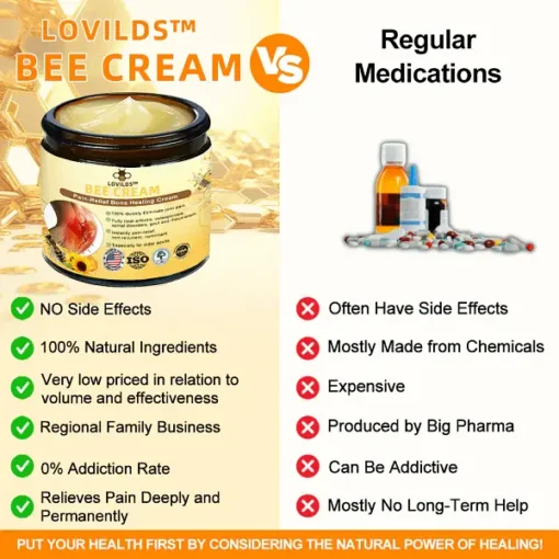 LOVILDS™Bees Pain Relief Bone Healing Cream 👨‍⚕️ American Osteopathic Association (AAOS) approved (reduces joint swelling, pain, stiffness, redness, warmth, pain, and joint fatigue) - Image 3